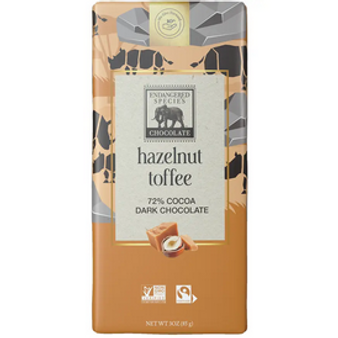 Endangered Hazelnut Toffee Dark 72% 3oz bar