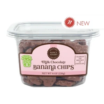 Nancy Adams Milk Choc Banana Chips 8oz tub