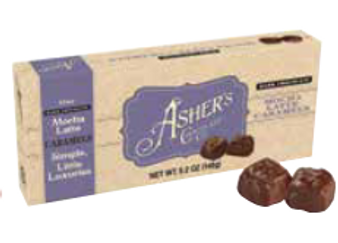 Asher's Mocha Latte Caramels 8pc 5.2oz box SALE