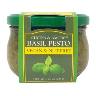CUCINA & AMORE VEGAN NUT FREE BASIL PESTO 7.9 OZ JAR