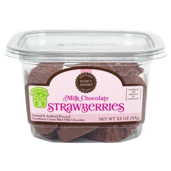 NANCY ADAMS MILK CHOCOLATE STRAWBERRY CRÈME FILLED STRAWBERRIES 9.3oz tub
