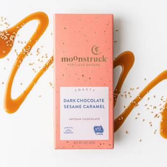 Moonstruck Toasty Dark Chocolate Sesame Caramel Bar 3oz