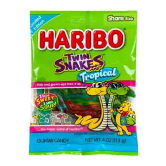 Haribo Twin Snakes Tropical 4oz