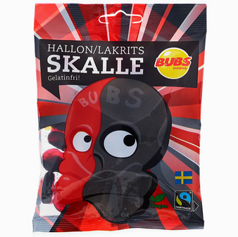 Bubs Raspberry & Licorice Foam Skull 90g RED
