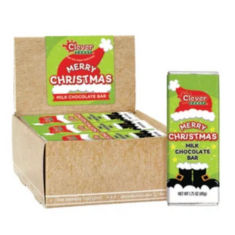 Clever Candy Merry Christmas Milk Chocolate 1.75oz bar each