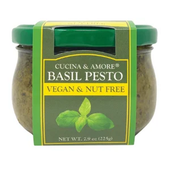 CUCINA & AMORE VEGAN NUT FREE BASIL PESTO 7.9 OZ JAR