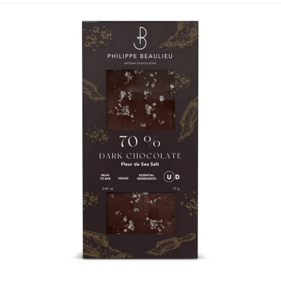 PB 70% Dark Chocolate Fleur de Sea Salt 2.46oz bar