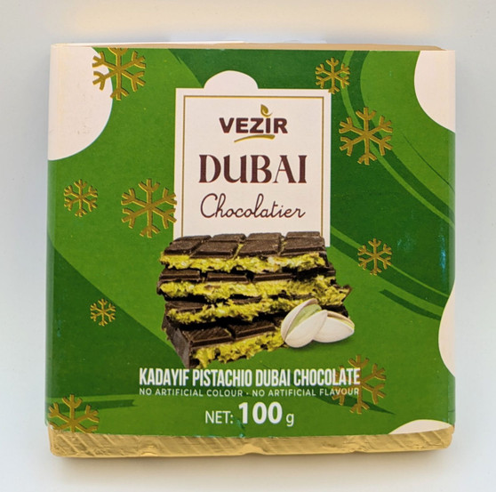 Vezir Dubai Chocolate Bar Pistachio 100g (3.53oz)