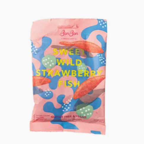 BonBon Sweet Wild Strawberry Fish - Swedish Candy 5.2oz (150g)