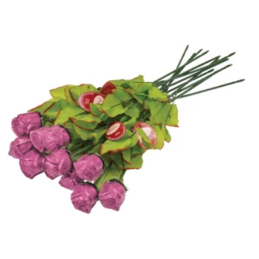 Madelaine Single Milk Chocolate Foil Pink Rose .75oz 19"
