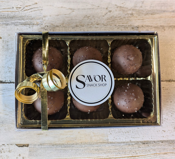 SAVOR Milk Chocolate Sea Salt Caramel Truffles Gift Box 6pc