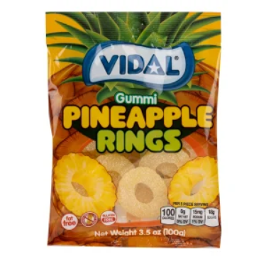 Vidal Gummi Pineapple Rings 3.5oz