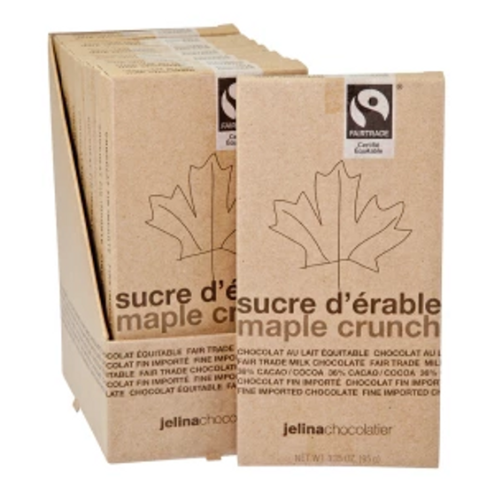 Jelina 36% Maple Crunch Milk Chocolate 3.35oz bar