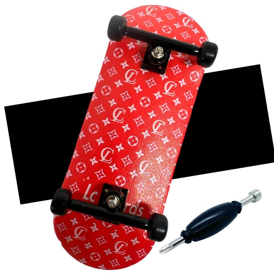 LC BOARDS FINGERBOARD 98X34 COMPLETE RED LV GRAPHIC WITH FOAM GRIP