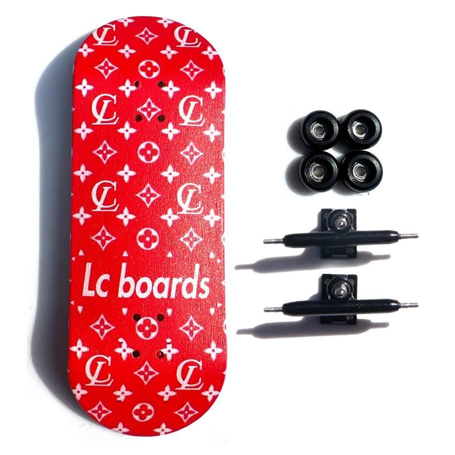 LC BOARDS FINGERBOARD 98X34 COMPLETE RED LV GRAPHIC WITH FOAM GRIP