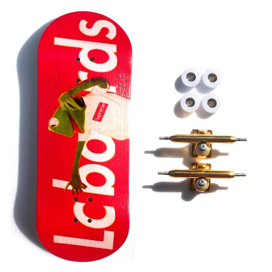 LC BOARDS FINGERBOARD 98X34 COMPLETE KERMIT RED WITH FOAM GRIP TAPE