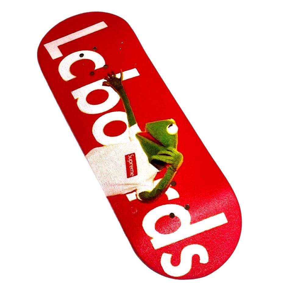 LC BOARDS FINGERBOARD DECK 98X34 KERMIT RED WITH FOAM GRIP TAPE