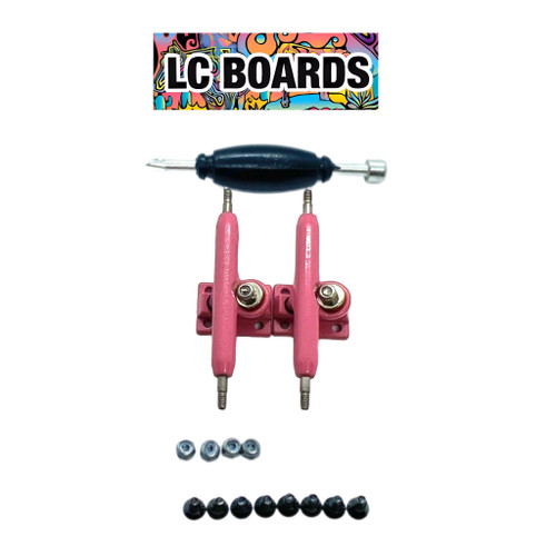 LC BOARDS FINGERBOARD 34MM TRUCKS PINK PRO SHAPED WITH LOCK NUTS