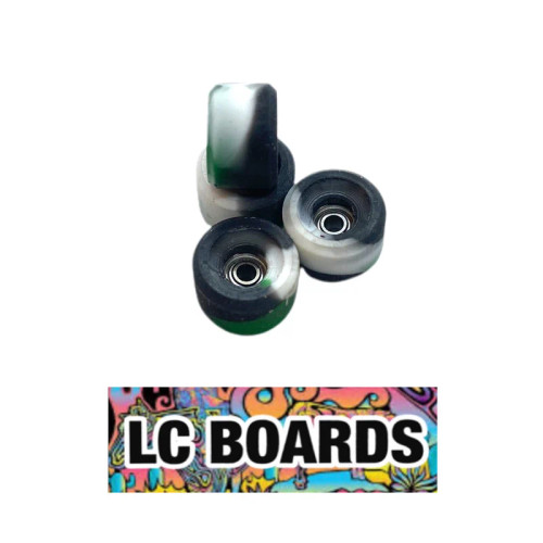 LC BOARDS URETHANE SWIRL BOWL WHEELS BLACK/WHITE/GREEN