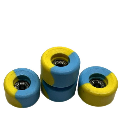 LC BOARDS URETHANE SWIRL BOWL WHEELS BLUE/YELLOW 2.0