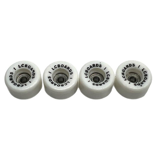 LC BOARDS URETHANE SWIRL BOWL WHEELS 2.0 WHITE LETTERED
