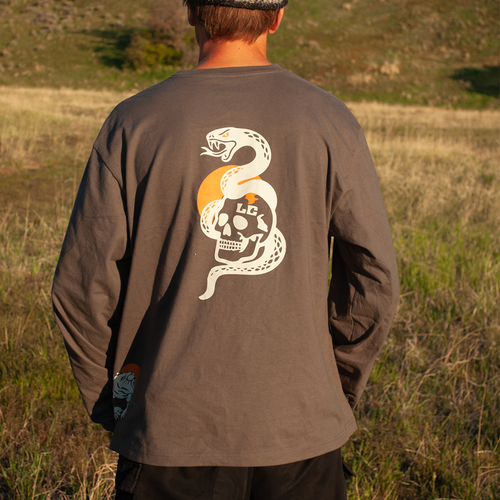 LC BOARDS FINGERBOARD OVERSIZED THICK BEEFY TEE LONG GREY