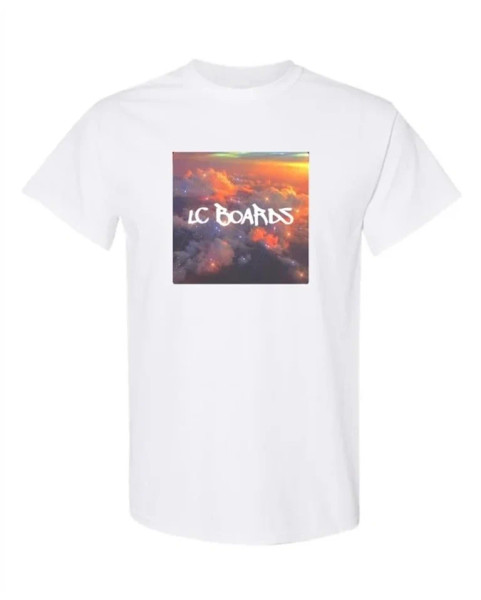 LC BOARDS T-SHIRT CLOUDS IMAGE WHITE HIGH QUALITY