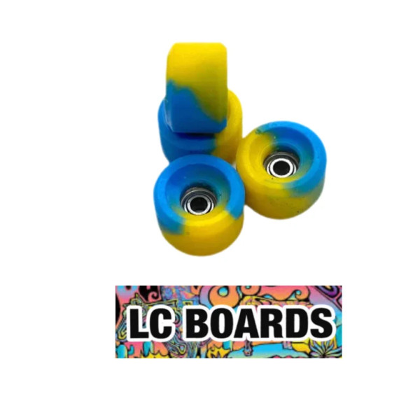 LC BOARDS URETHANE SWIRL BOWL WHEELS BLUE/YELLOW