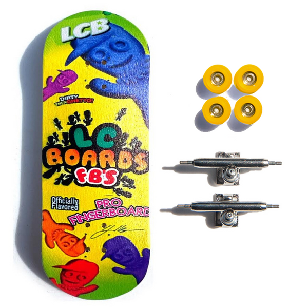 LC BOARDS FINGERBOARD 98X34 COMPLETE SOUR PATCH GRAPHIC WITH FOAM GRIP TAPE