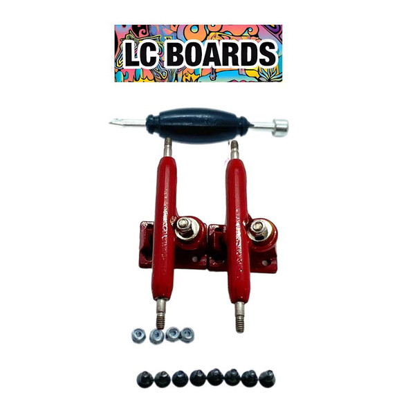 LC BOARDS FINGERBOARD 34MM TRUCKS RED PRO SHAPED WITH LOCK NUTS