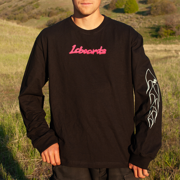 LC BOARDS FINGERBOARD OVERSIZED THICK BEEFY TEE LONG BLACK