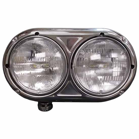 Peterbilt, Freightliner Aluminum Dual Round Headlamp Assembly W/ Rear Housing For Driver Side By BESTfit