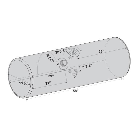 BESTfit Aluminum Fuel Tank 120 Gallon- 24.5 X 60 Inch- Front Fill W/ Center Manifold- Driver Side  For Kenworth