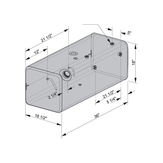BESTfit Aluminum Rectangular Fuel Tank 55 Gallon 18 X 18.5 X 38 Inch- Rear Fill- Passenger Side For Freightliner