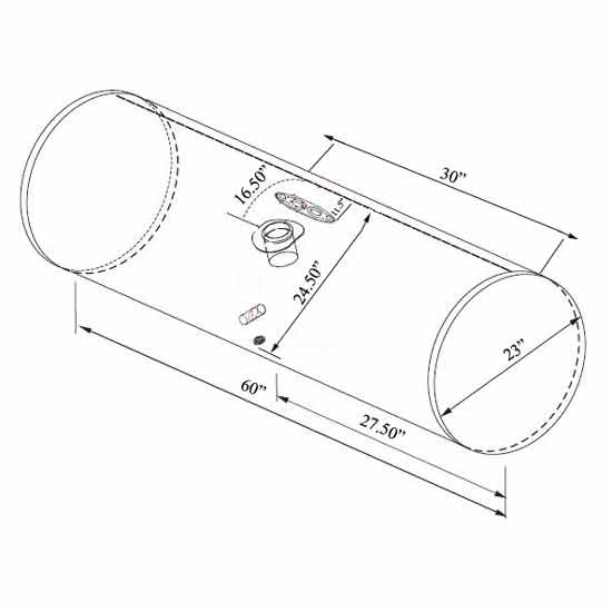 BESTfit Aluminum Fuel Tank 100 Gallon- 23 X 60 Inch- Center Fill W/ Early Style Manifold For Peterbilt