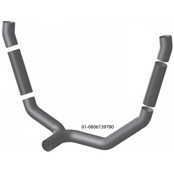 BESTfit Exhaust Tee Replaces 14-13978-0150 For Peterbilt 379 Day Cab With Mufflers Mounted Behind The Cab