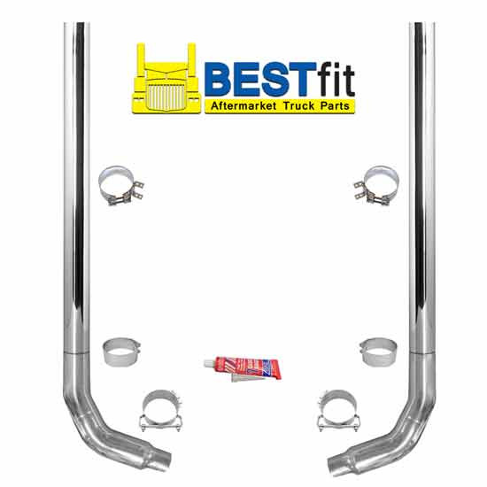 BESTfit 6 X 96 Inch Bull Hauler Exhaust Kit W/ K180-18615 Elbow For Kenworth W900B/W900L AeroCab With 40 Inch Steps