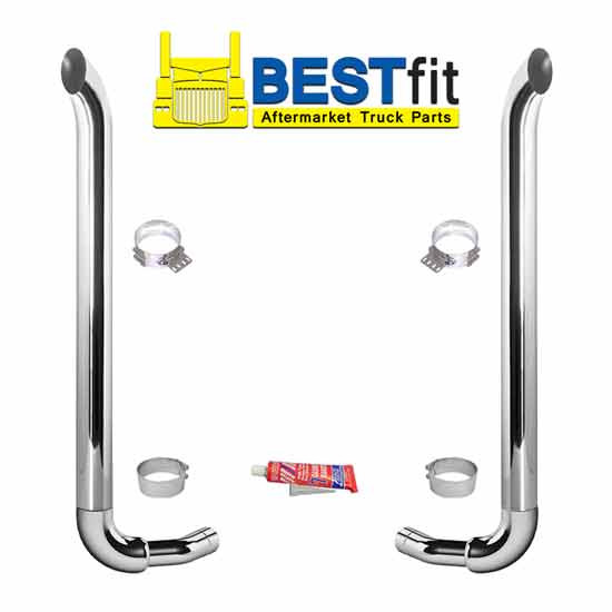 BESTfit 7 X 108 Inch West Coast Turn Exhaust Kit W/ K180-14764 Elbow For Kenworth T600, T800, W900B/L