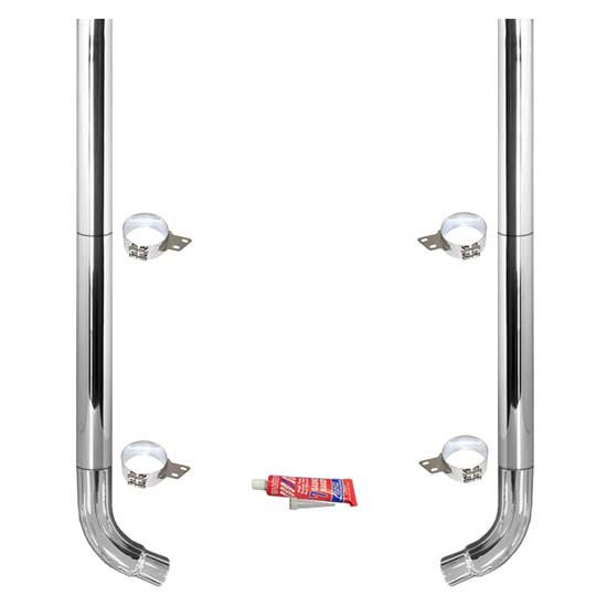 BESTfit 7-5 X 96 Inch Chrome Exhaust Kit W/ Flat Top Stacks & OE Style Elbows For Peterbilt 359 ,1967 - 1987