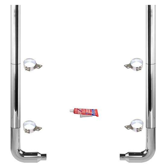 BESTfit 8-5 X 114 Inch Chrome Exhaust Kit W/ Flat Top Stacks & Long Drop Elbows