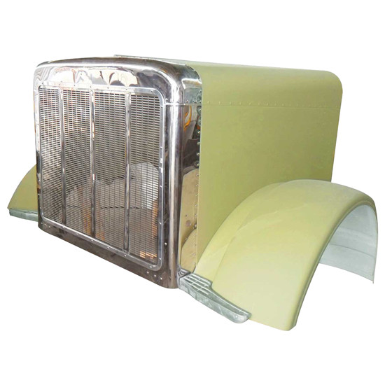 TPHD Aluminum Little Big Hood With SS Extended Grille & Surround For Peterbilt 379 119 BBC