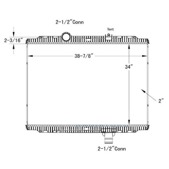 BESTfit Plastic Aluminum Radiator W/O Frame 34 X 38.88 X 2 Inch 2 Row Replaces F31-6089, F31-60891233640 For Peterbilt & Kenworth