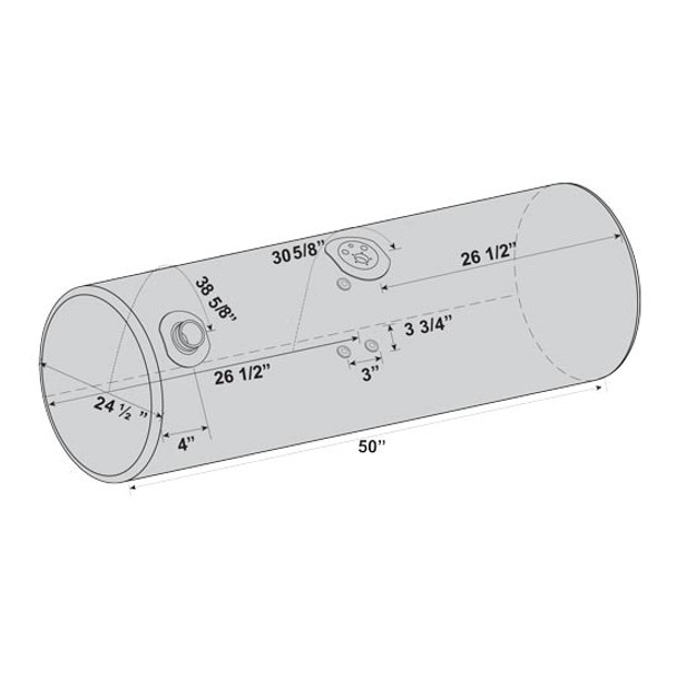 BESTfit 100 Gallon Front Fill Fuel Tank 24.5 X 50 Inch Driver Side For Kenworth T660  Center Manifold