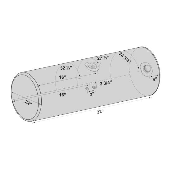 BESTfit Aluminum Fuel Tank 60 Gallon- 22 X 34 Inch- Front Fill W/ Center Manifold- Passenger Side  For Kenworth T300 & T450