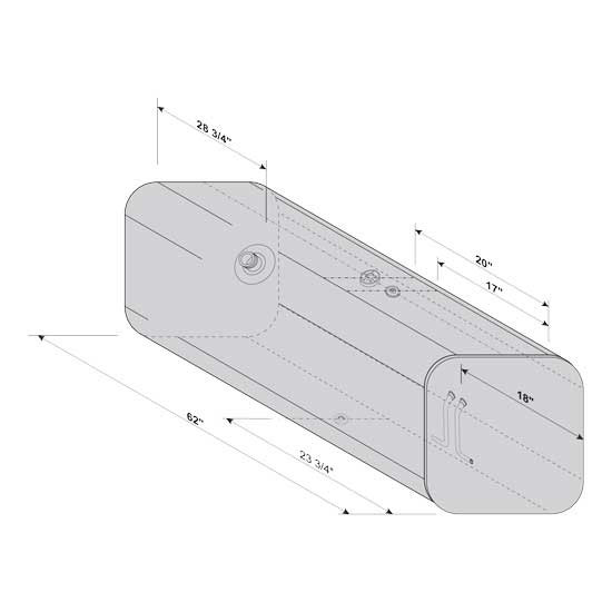BESTfit Aluminum Rectangular Fuel Tank 92 Gallon 18 X 18.5 X 63.5 Inch- Rear Fill- Passenger Side For Freightliner