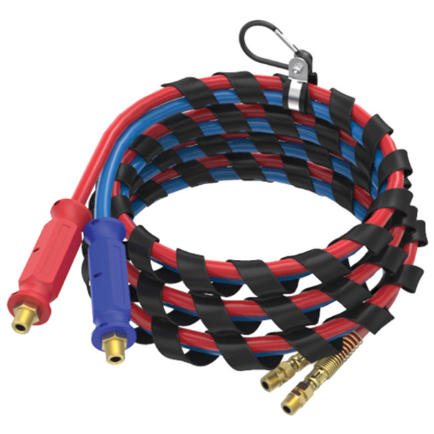 BESTfit 15 Ft 2 In 1 Red / Blue 3/8 Inch Rubber Air Hoses With Spiral Wrap