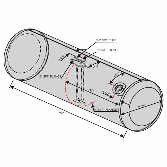 BESTfit Aluminum Fuel Tank 150 Gallon- 23 X 87 Inch- Rear Fill W/ New Style Manifold- Driver Side For Peterbilt
