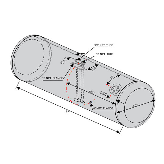 BESTfit Aluminum Fuel Tank 80 Gallon- 26 X 38 Inch- Rear Fill W/ New Style Manifold- Driver Side For Peterbilt