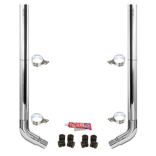 BESTfit 6-5 X 120 Inch Chrome Exhaust Kit W/  Flat Top Top Stack  OE Style Elbows  Peterbilt (1987-2003) 52 Inch Standard Spool Only Non-Unibilt