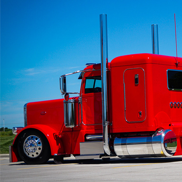 Chrome 7 X 102 Inch Flat Top DPF Exhaust Kit W/ Long Drop Elbows By BESTfit For Peterbilt 389 2018-2024